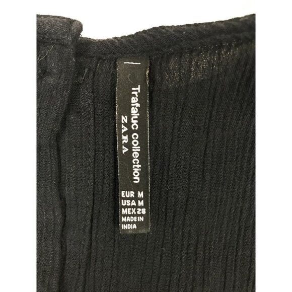 Zara Trafaluc Collection Black Embroidered Crop Top Size Medium - Picture 6 of 8